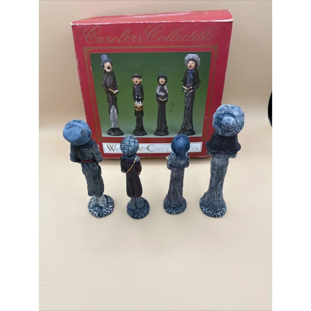 Set Of 4 Christmas Pencil Figurines Windsor Collection Family of Carolers Decor
